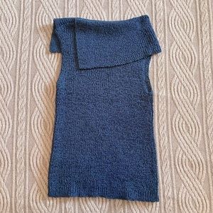 Blue Sleeveless Turtleneck Blouse Size Large